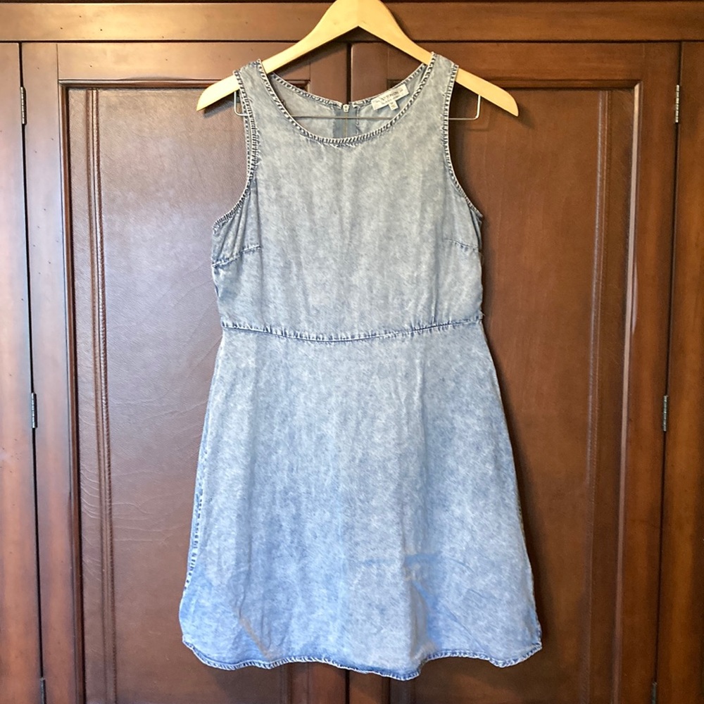 Cotton On Vintage Skater Dress Dennis Medium EUC Zipper Back Blue Mini Womens
